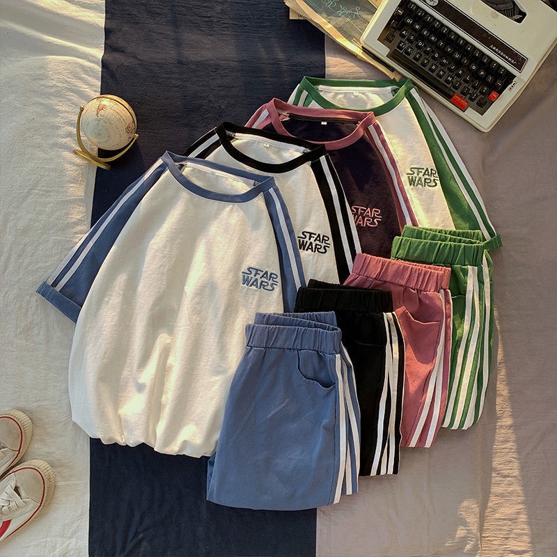 Set Đồ Thể Thao Ngắn Form Rộng Phong Cách Hàn Quốc Cho Nữ