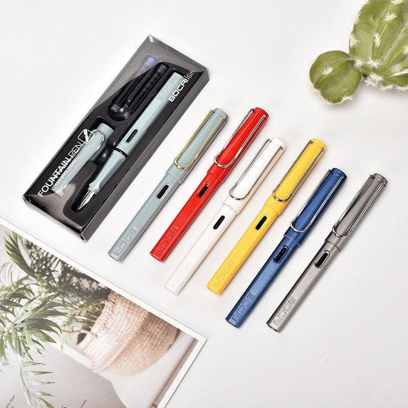 Bút máy BOCAI ngòi EF(0.38mm), bút mực ngòi trơn kèm ống mực xanh và đen thay thế, nhẹ, kiểu dáng sang trọng
