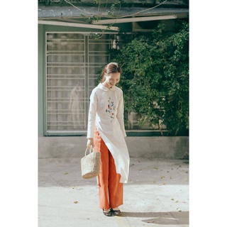 Cỏ Lau - Áo dài linen cổ sen