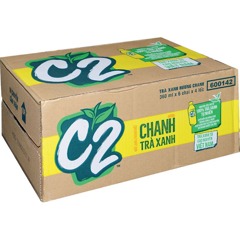 Thùng 24 chai/ lốc  6 chai Trà xanh c2 hương chanh/ táo 360ml