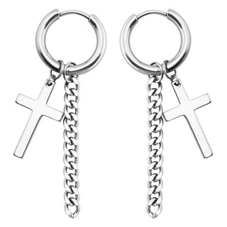 Bông Tai Nam Nữ Unisex Chất Liệu Titan Hình Thánh Giá Không Đen Không Gỉ TT 1278