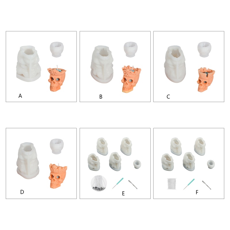 Khuôn Làm Nến Silicone Hình Đầu Lâu 3D
