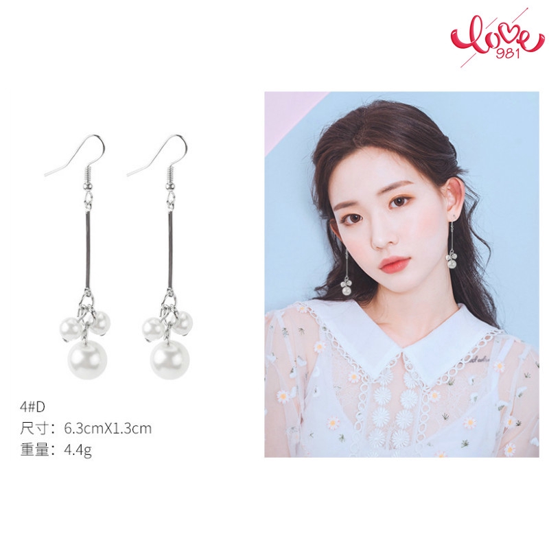 [Mã FASHIONT4WA2 giảm 10K đơn 50K] Bông tai đính ngọc trai thiết kế mặt tròn dáng dài thời trang cho nữ