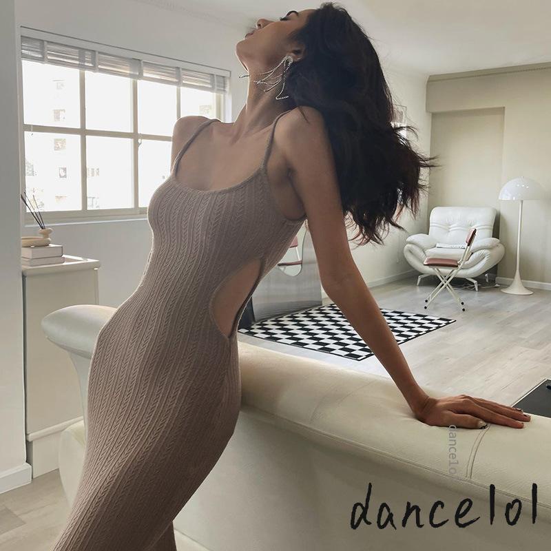 Đầm Múa 1O1 Hai Dây Dáng Dài Hở Lưng Màu Trơn Thời Trang Cho Nữ