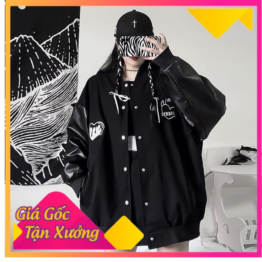 Áo Khoác Bomber Phối Tay Da Cực Chất - Áo Khoác Bomber Phong Cách Hàn Quốc