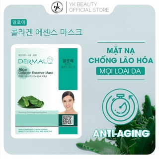 COMBO 5 Mặt Nạ Giấy Dermal Hàn Quốc Tinh Chất Collagen Lô Hội Dưỡng Trắng Kiềm Dầu Aloe Collagen Essence Mask 23g