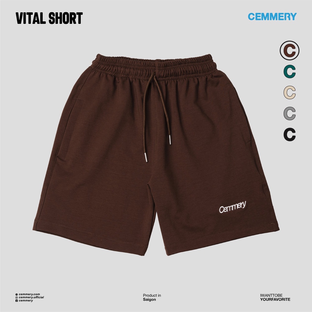 Quần Short Cemmery LocalBrand VITAL SHORT 5 Color, quần thun Unisex nỉ