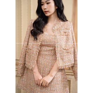 Set váy dạ tweed váy ngắn hàng thiết kế cao cấp