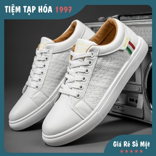 [Ảnh thật tự chụp+ Freeship] Giày thể thao nam trắng có tag cờ Pháp/Ý