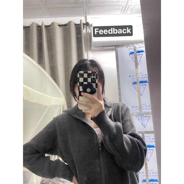 Áo khoác len quảng châu kéo khóa thời trang nữ thu đông