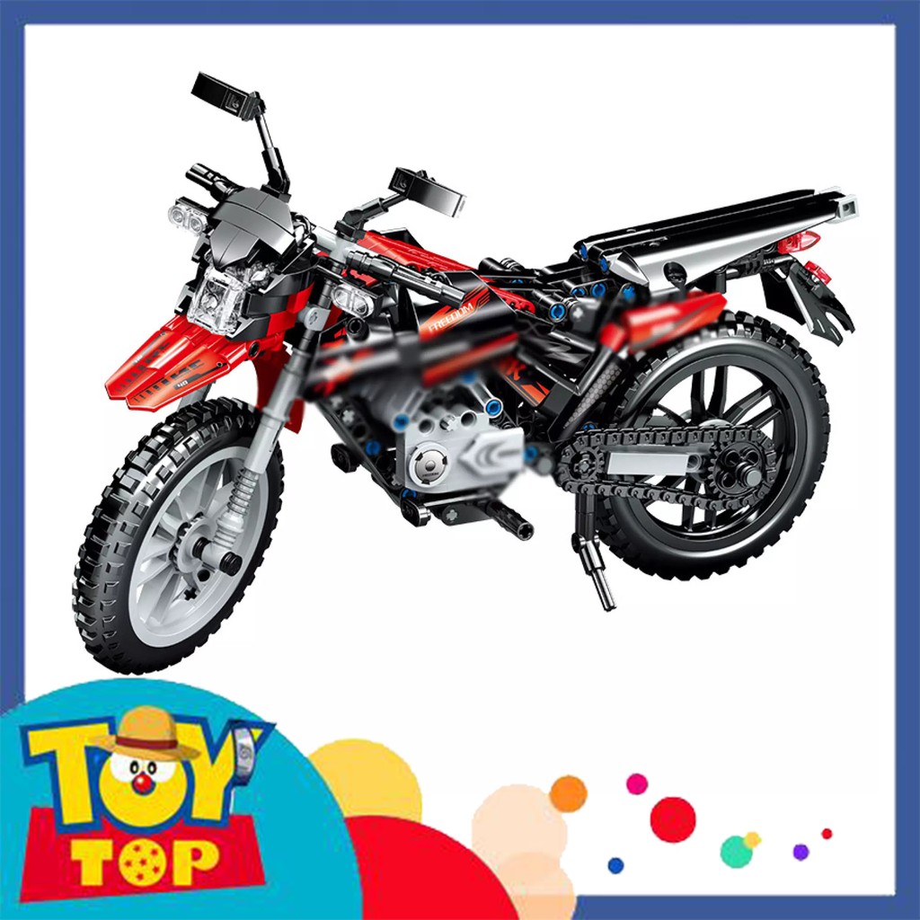 Lắp ráp xếp hình ghép technic xe moto mô tô cào cào - xe máy địa hình siêu ngầu Zhegao QL0440