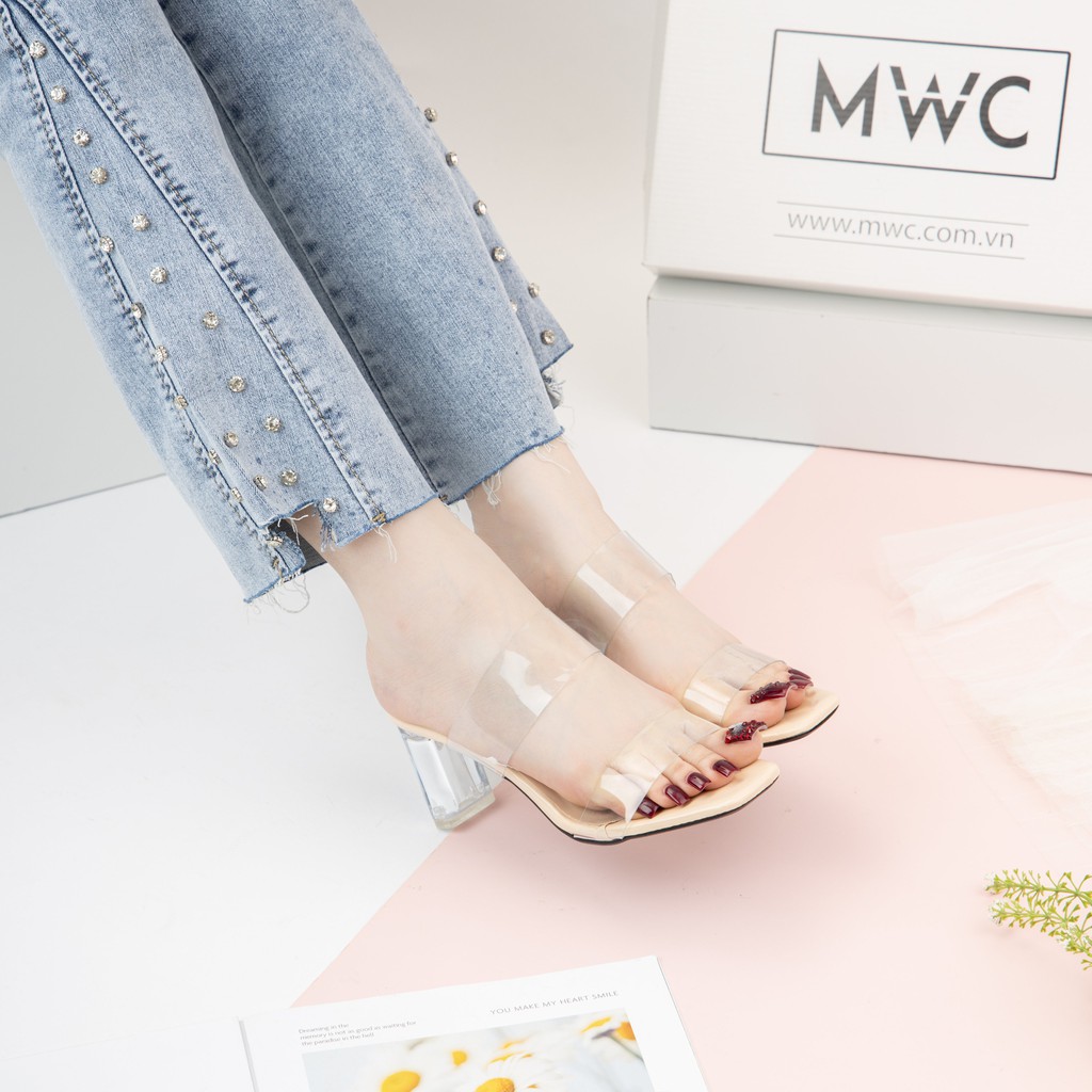 Guốc Cao Gót MWC Gót Thuỷ Tinh 7CM Quai Trong Trẻ Trung Thanh Lịch NUCG - 4122