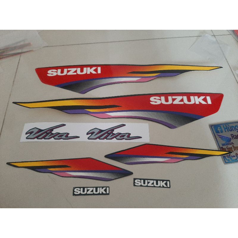 Bộ tem dán xe Suzuki Viva màu đỏ