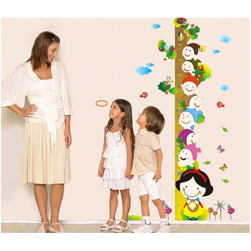 Decal dán tường thước đo bạch tuyết và 7 chú lùn có keo sẵn BINBIN TĐ02 (Có keo sẵn)