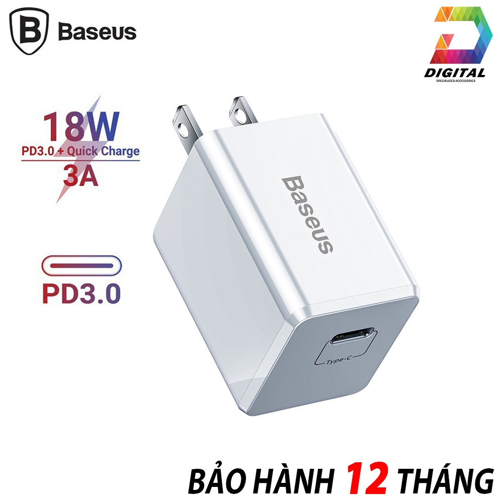 Củ Sạc Nhanh Baseus Quick Charge PD 3.0 18W TC-075PD Chính Hãng