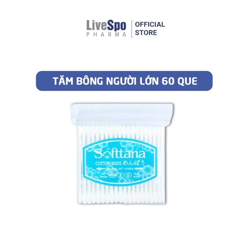 Tăm bông vệ sinh tai LiveSpo dành cho mẹ và bé 60 que/túi