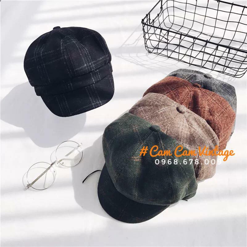 MŨ DẠ BERET MŨ DẠ PHỚT MŨ NEWSBOY DẠ CARO