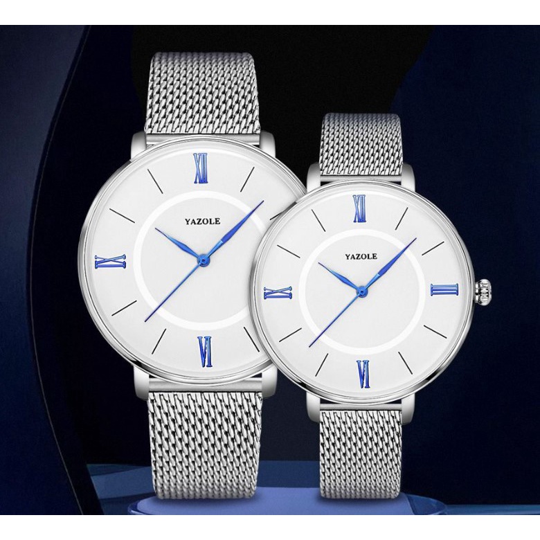 Đồng hồ cặp đôi unisex nam nữ Yazole Y530 chính hãng đẹp cao cấp thép