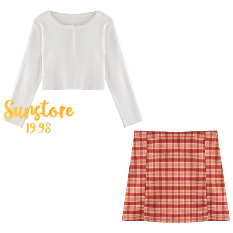 Chân váy kẻ caro xẻ tà 2 bên hot trend Ulzzang | BigBuy360 - bigbuy360.vn