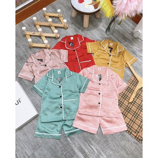 Bộ pizama lụa satin trơn sz đại 22-33kg
