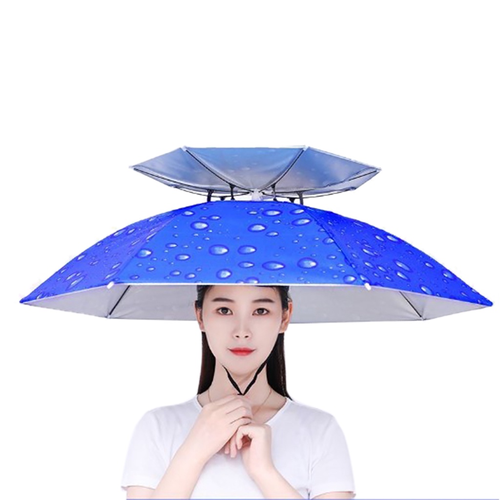 Hàng Hot Mũ câu cá Double Rainy Umbrella Anti UV Rainproof Sun Protection Umbrella Hàng giao ngayVermont055