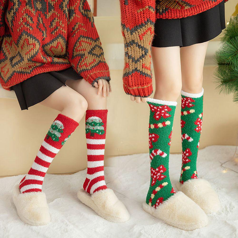 Darnell Vớ Lông Cừu San Hô Dày Dài Hình Ông Già Noel Dễ Thương Phong Cách Hàn Quốc Cho Nữ