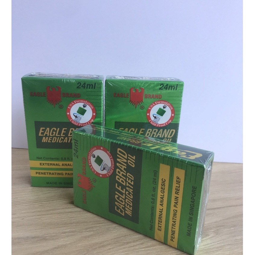 Dầu gió xanh EAGLE BRAND Medicated Oil 24ml (dầu xanh 2 nắp - dầu gió xanh con ó - dầu gió Mỹ)