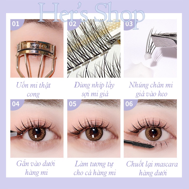 Hộp Lông Mi Giả Tách Sợi Kiểu Dáng Hot Trend Tặng Keo Dán Mi Tự Nối Tại Nhà - Mi Giả Chùm Dáng Chữ A Đuôi Cá Dễ Nối