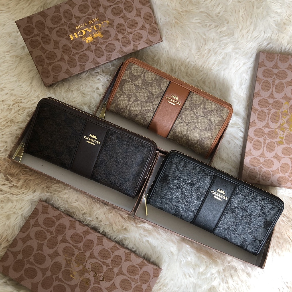 Ví dài kéo khóa coac 2 mầu nam nữ fullbox