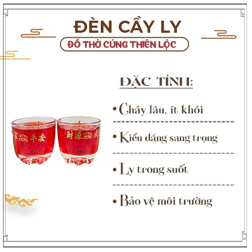 Đèn Cầy Ly Cúng Múi Cao 5cm Cháy Liên Tục 15 Tiếng Đồ Thờ Cúng Thiên Lộc - Cặp 2 Ly