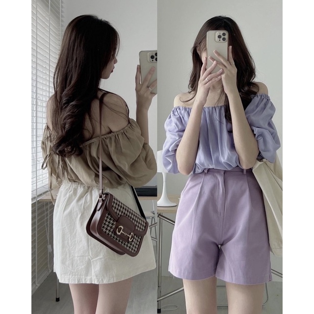 Áo Trễ Vai Tơ Tay Bồng