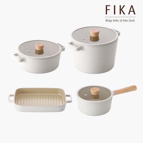 [Hàng chính hãng] Bộ 4 món nồi, chảo Fika Neoflam Hàn Quốc (Bao gồm 2 lựa chọn)