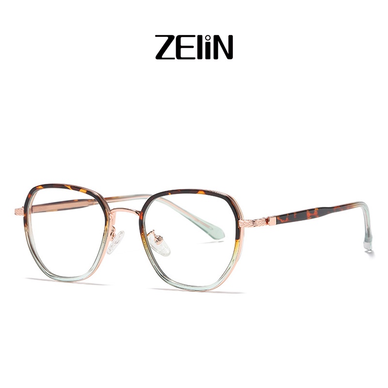Mắt kính ZELIN TJ809 gọng tròn bằng kim loại phối họa tiết