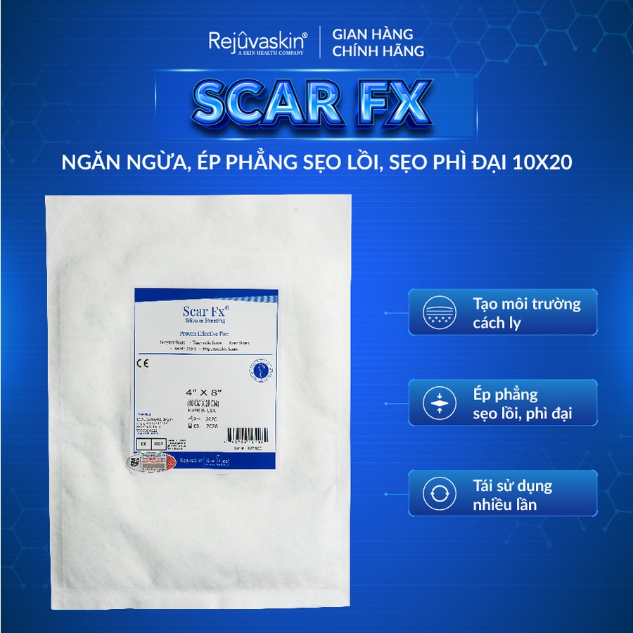 Miếng Dán Xẹp Sẹo Lồi / Phì Đại REJUVASKIN Scar FX 10x20cm
