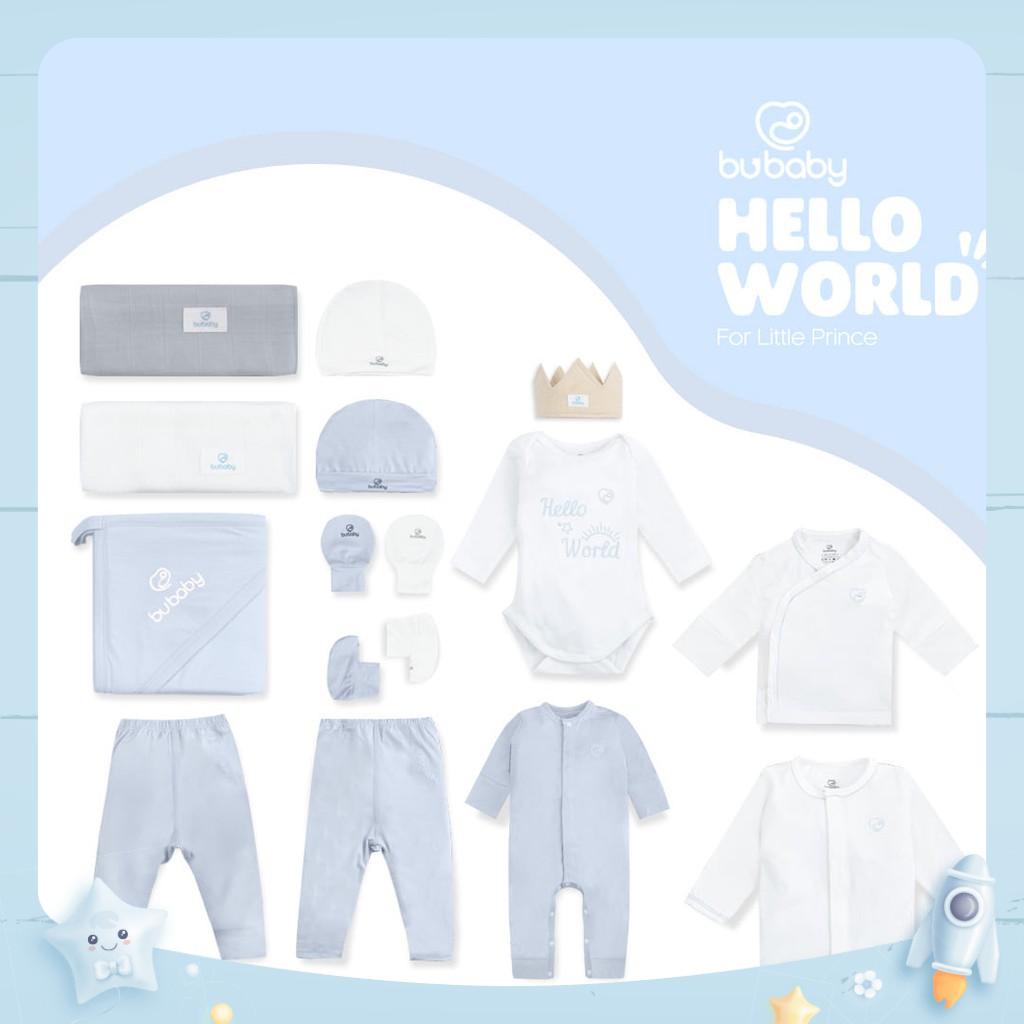 SET SƠ SINH 12 Sản Phẩm Hello World Cho Bé Trai, Bé Gái 0-3M