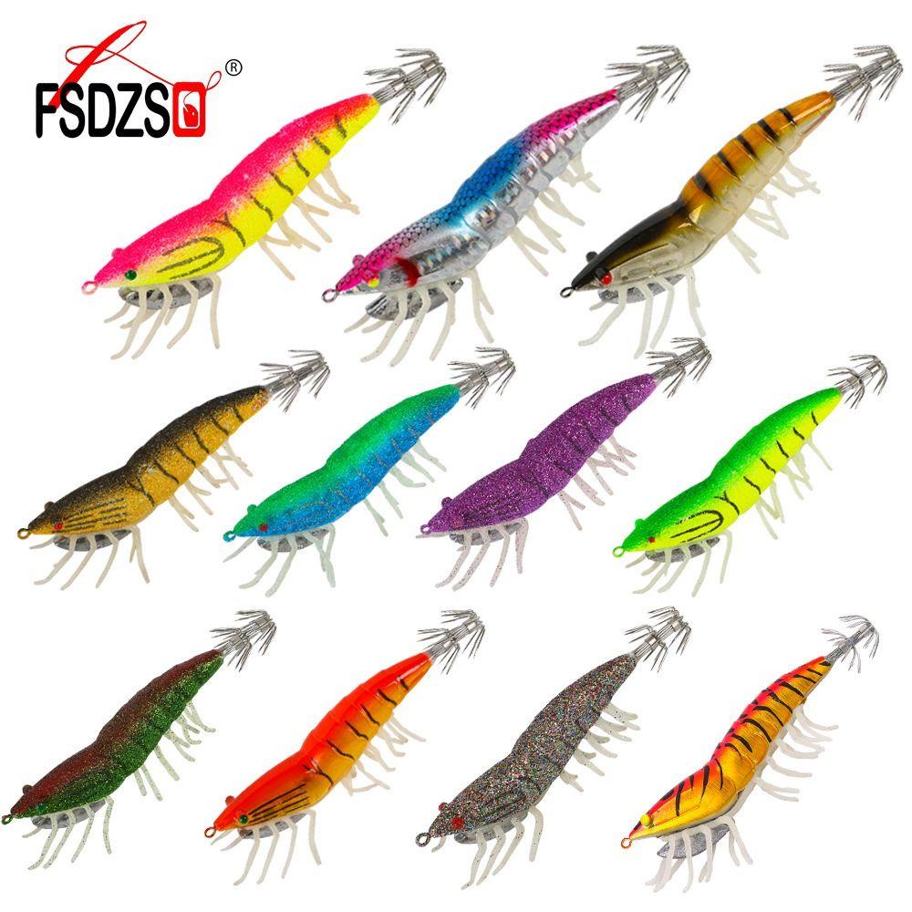 Muvako Móc câu mực sống động như thật chân mềm mồi tôm gỗ phát sáng