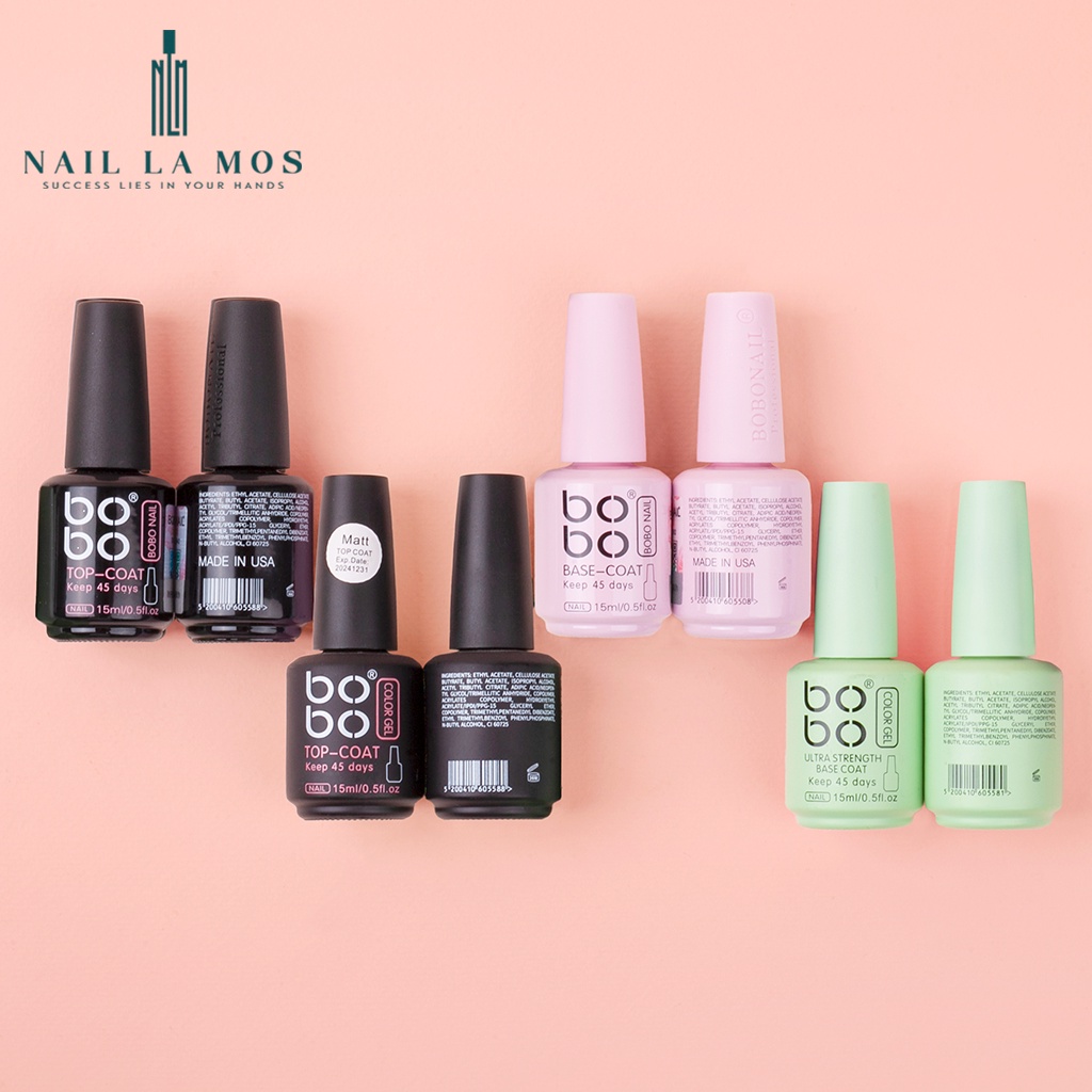 Base top Bobo chính hãng - gel liên kết, top phủ bóng, cứng móng, top lì Bobo chuyên dụng cho dân làm móng