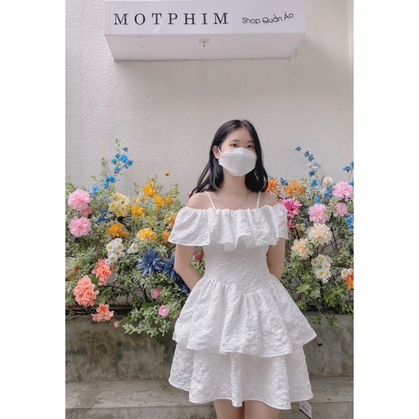 Đầm trễ vai xòe hai tầng, váy xòe YINA DRESS