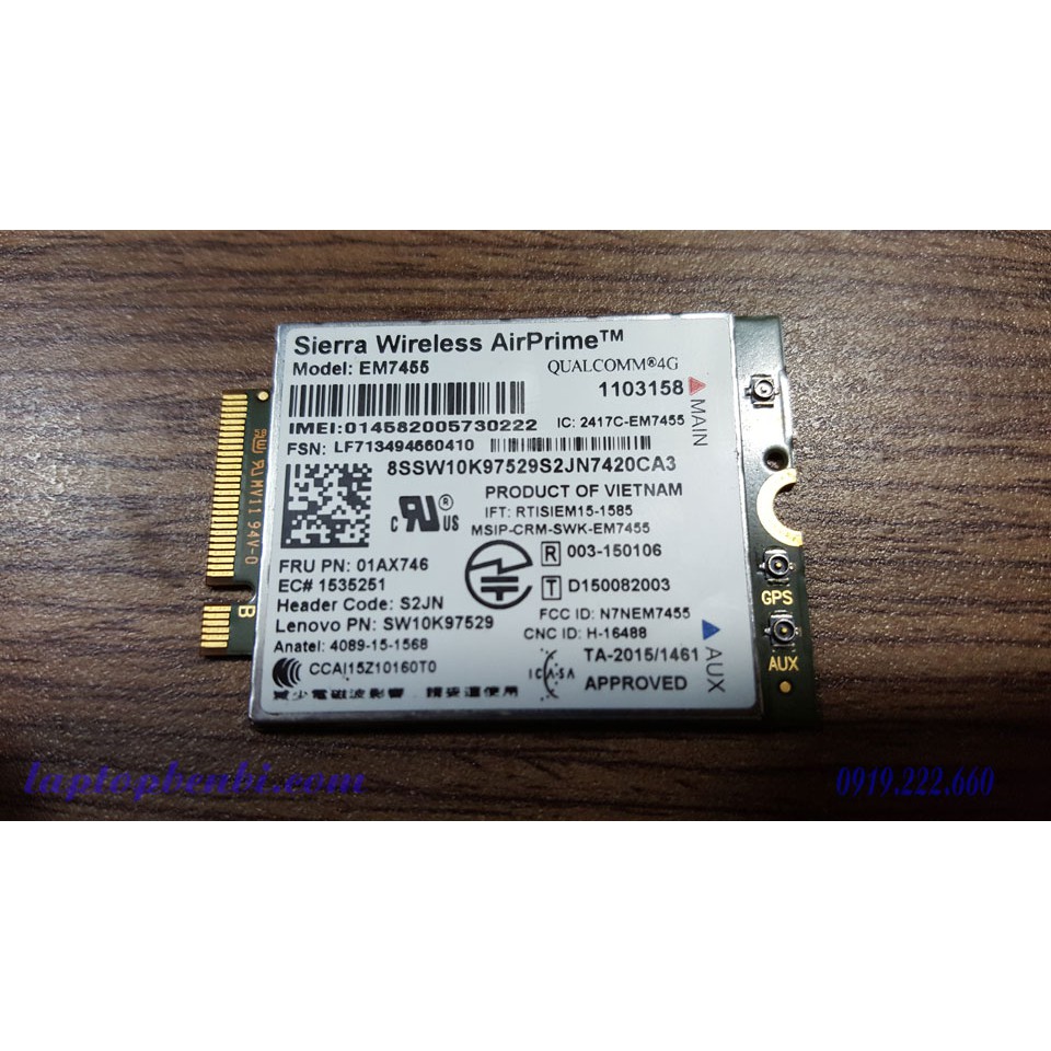 Card WWAN 4G Lenovo ThinkPad EM7455 4G LTE dùng cho L470, L570, P51, P70,P71,T470,T470p,T570,X270