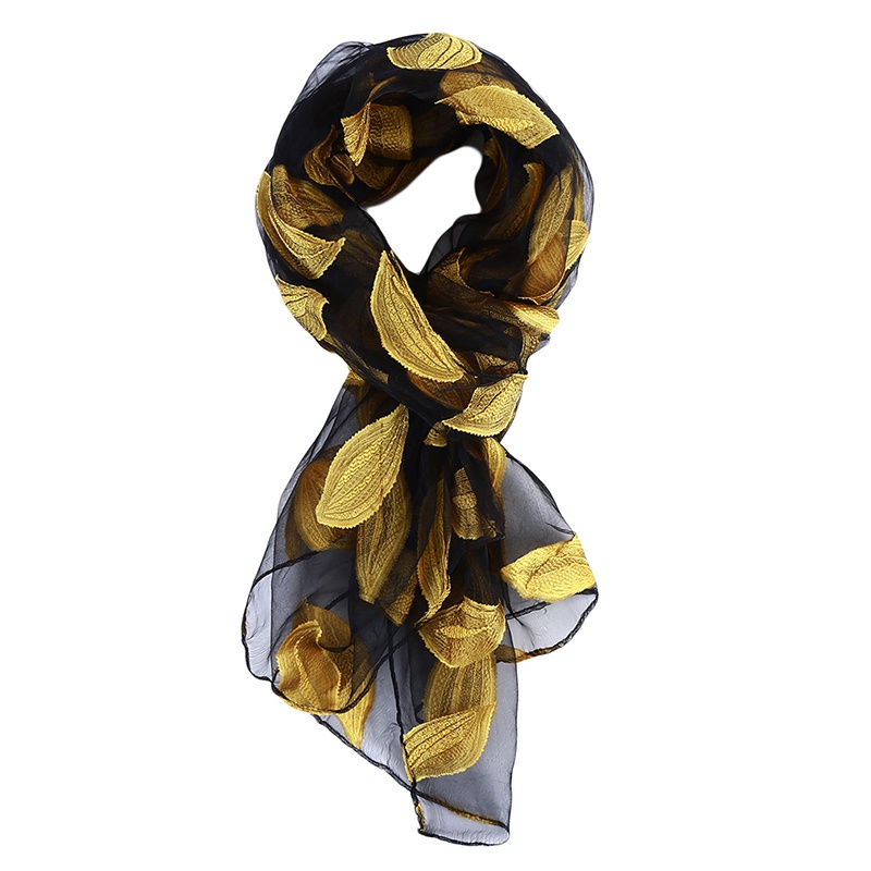 Khăn Choàng Chiffon Mềm Mại Thêu Họa Tiết Lá Cổ Điển Cho Nữ | BigBuy360 - bigbuy360.vn