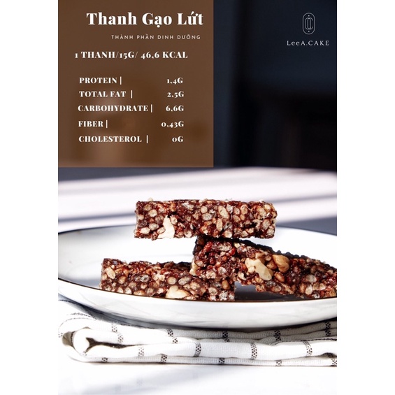 Thanh Gạo Lứt Whey Protein healthy, không đường, hỗ trợ giảm cân cho người ăn kiêng, tập gym - LeeA.Cake