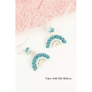 Khuyên tai đất sét Polymer handmade Blue Rainbow