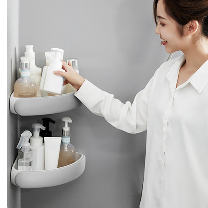 Kệ Đựng Đồ Dùng Hình Tam Giác Gắn Góc Tường Nhà Tắm / Nhà Bếp Tiện Dụng