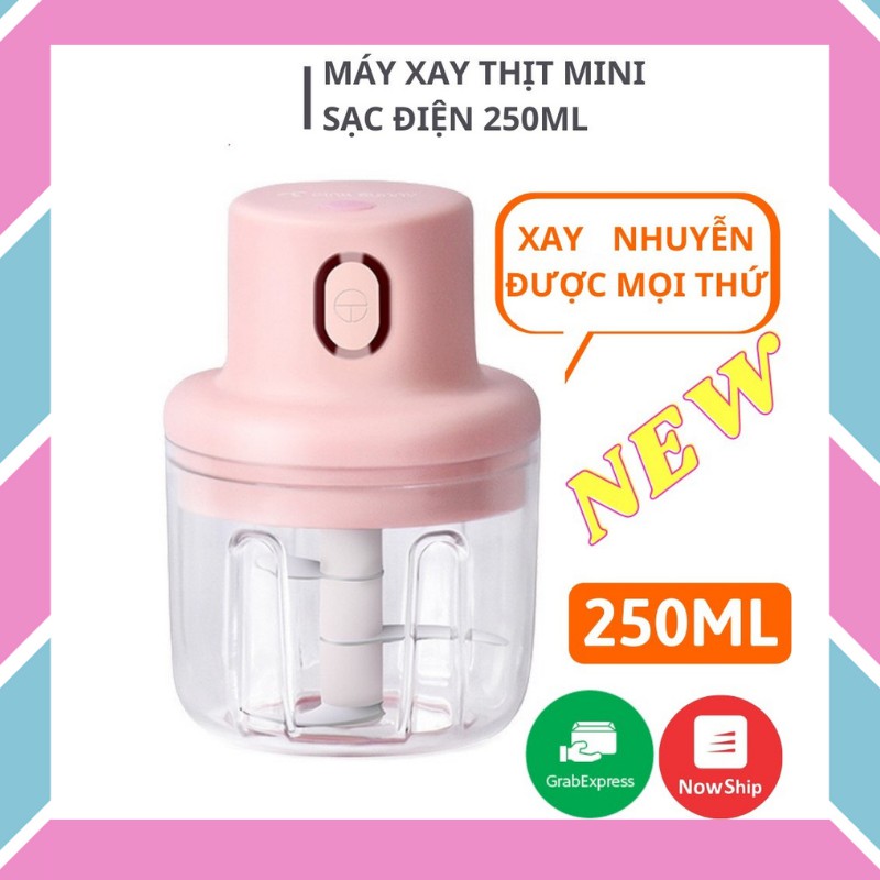 Máy Xay Mini Sạc Điện Có Cổng Sạc Usb, Nhỏ Gọn Tiện Ích Dễ Sử Dụng Xay Hành Tỏi Rau Củ Quả Thể Tích 250ML - WAWA M01