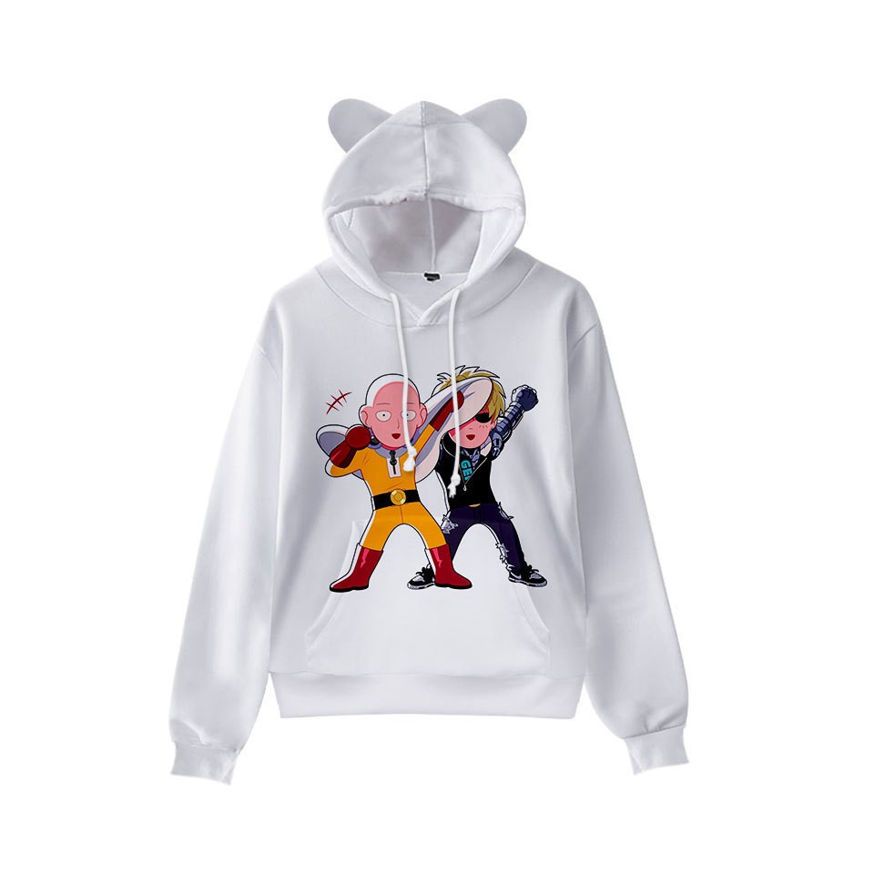 Áo Hoodie Tai Mèo In Hình One Punch Superman Thời Trang 2020