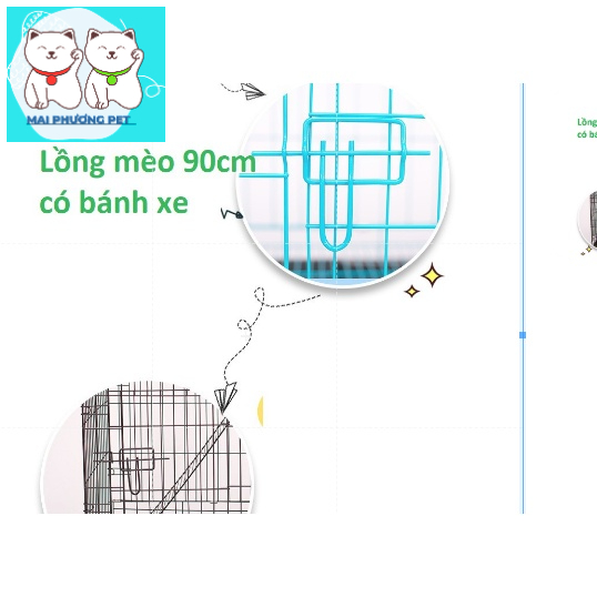 LM600 - Chuồng mèo 3 tầng Size S Lồng mèo gấp gọn có bánh xe KT 90cm rộng 60cm sâu 40cm (nuôi 2 mèo