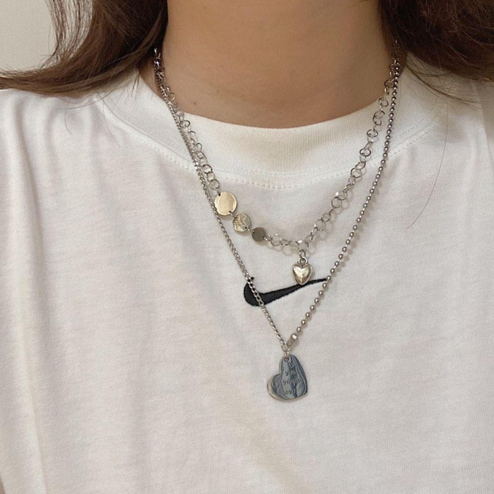 Vòng Cổ Choker Hai Lớp Mặt Trái Tim Thiết Kế Sang Trọng Dành Cho Nữ
