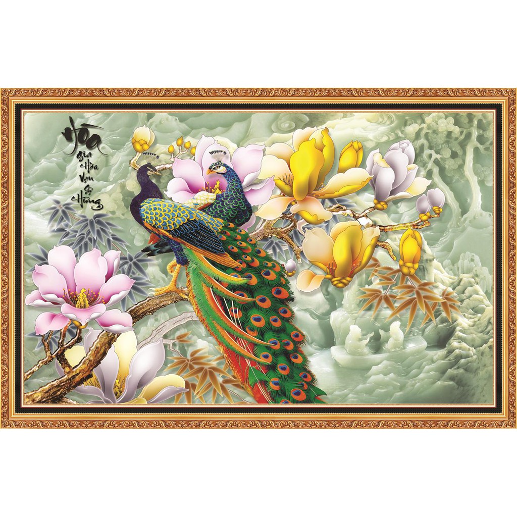 Tranh dán tường trang trí phòng ngủ đôi uyên ương Lunawall-0022NK kim sa