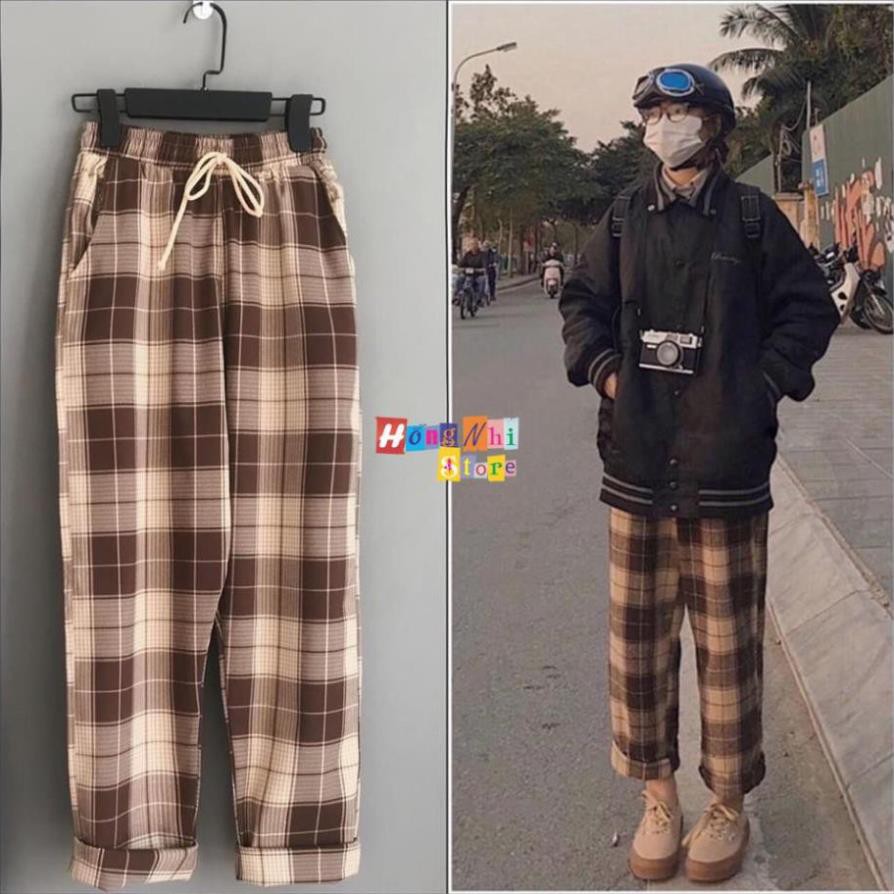 QUẦN SỌC CARO UNISEX QUẦN BAGGY CARO LƯNG THUN PLAID PANTS CAO CẤP - MM !  ྇