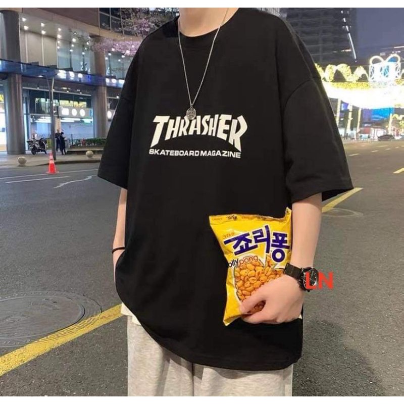 ÁoThu Nam Nữ Nỉ Cotton Dày Dặn Form Rộng Unisex, Áo Thun Nam Nữ In Chữ 5D THRA Không Bong Tróc